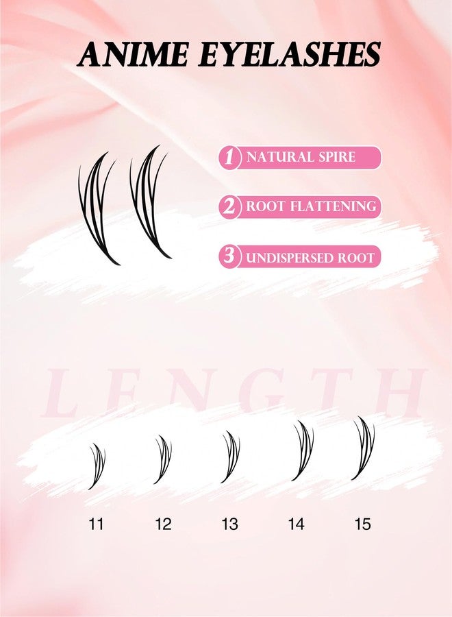 ميريتون سباير لاشز، رموش هرمية جاهزة - مزيج تجعيد D، 11-15 مم - وصلات رموش جاهزة خفيفة الوزن - نمط مانغا أنمي للمحترفين (MHJL) - Image 5